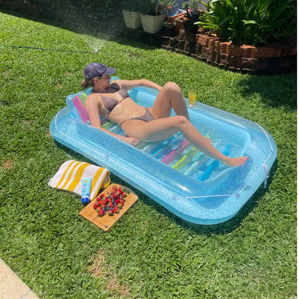 Erlebe pure Entspannung im Tanning Inflatable Pool – Sonnenbaden im Wasser, äußerst komfortabel | Ideal für Wasseroberfläche, Strand, Balkon & Garten